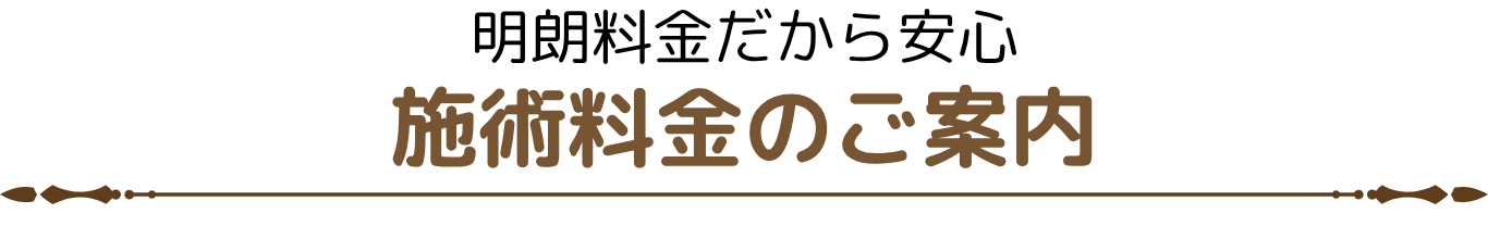 明朗料金だから安心 施術料金のご案内