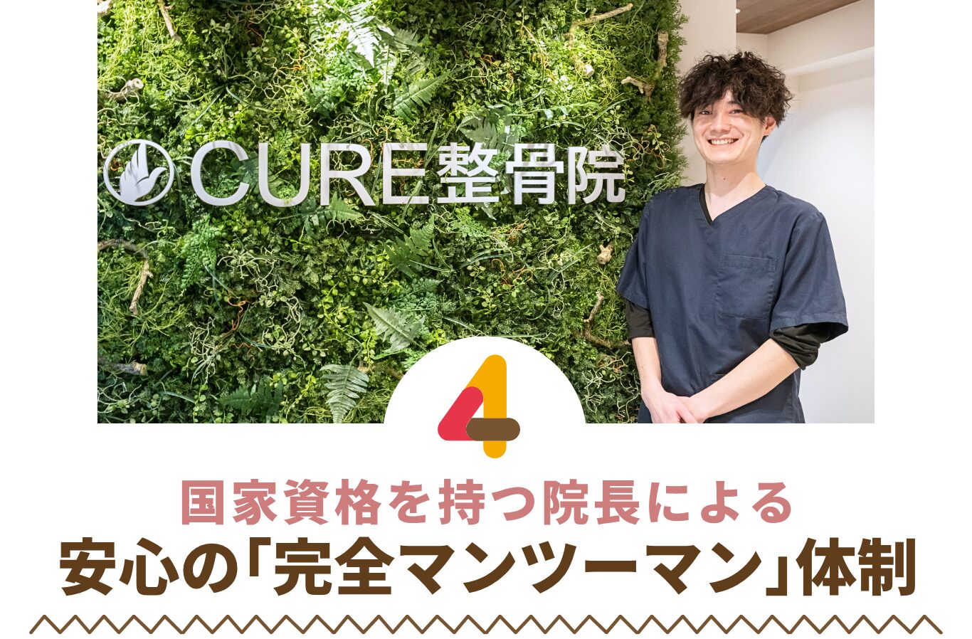 国家資格を持つ院長による 安心の｢完全マンツーマン｣体制